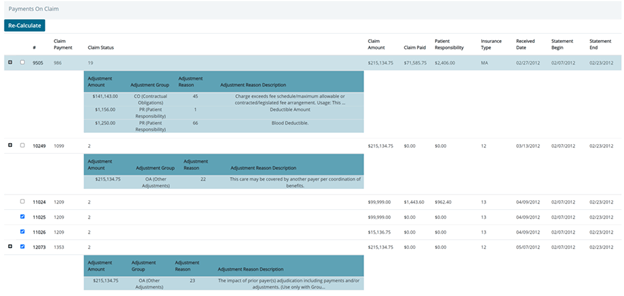 Payments on claim