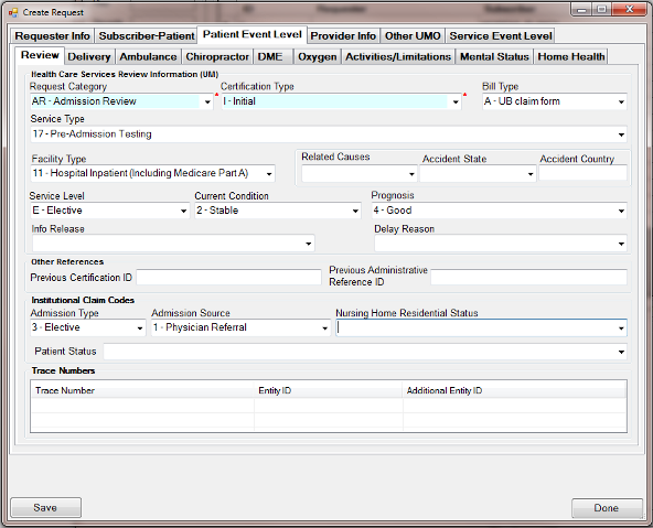 Authorizer Screen Patient Level