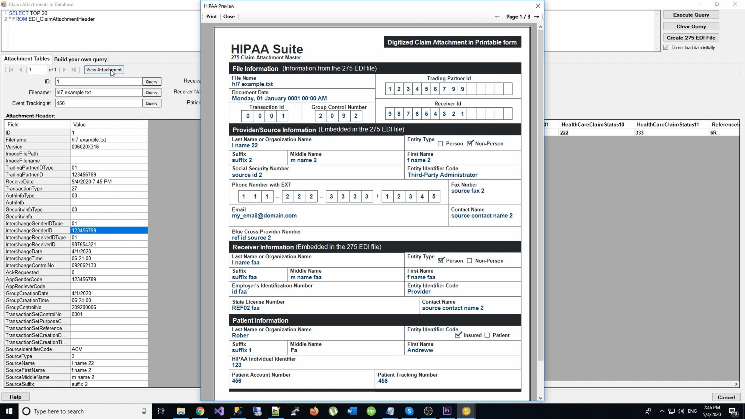 Claim Attachment can be displayed in a readable format.