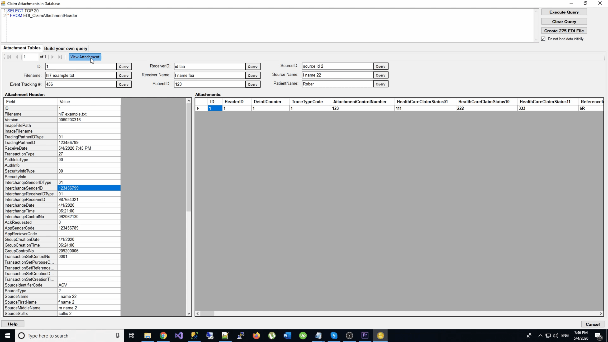 Attachments in the database can be queried, edited, viewed in a readable format or use to create 275 EDI files.