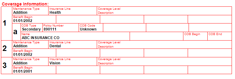 Individual Benefit information displayed in detail