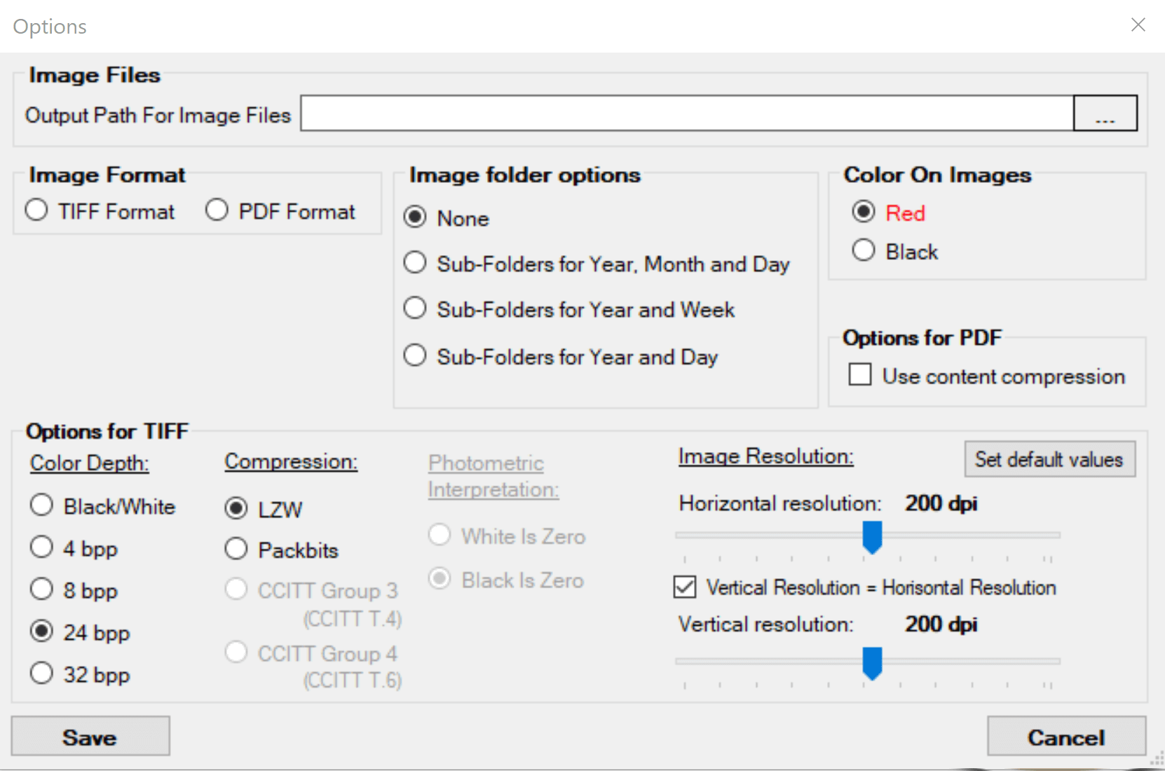 PDF-2 There are two image file formats to choose from when exporting a file, PDF and TIFF.
